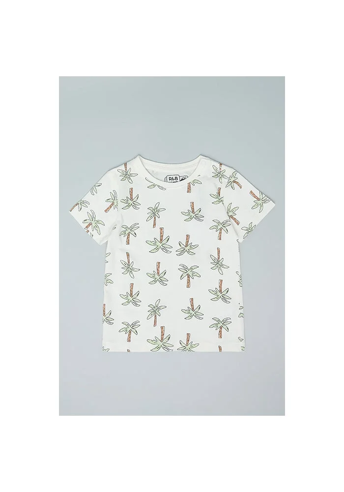R&b Printed T-Shirt with Crew Neck and Short Sleeves