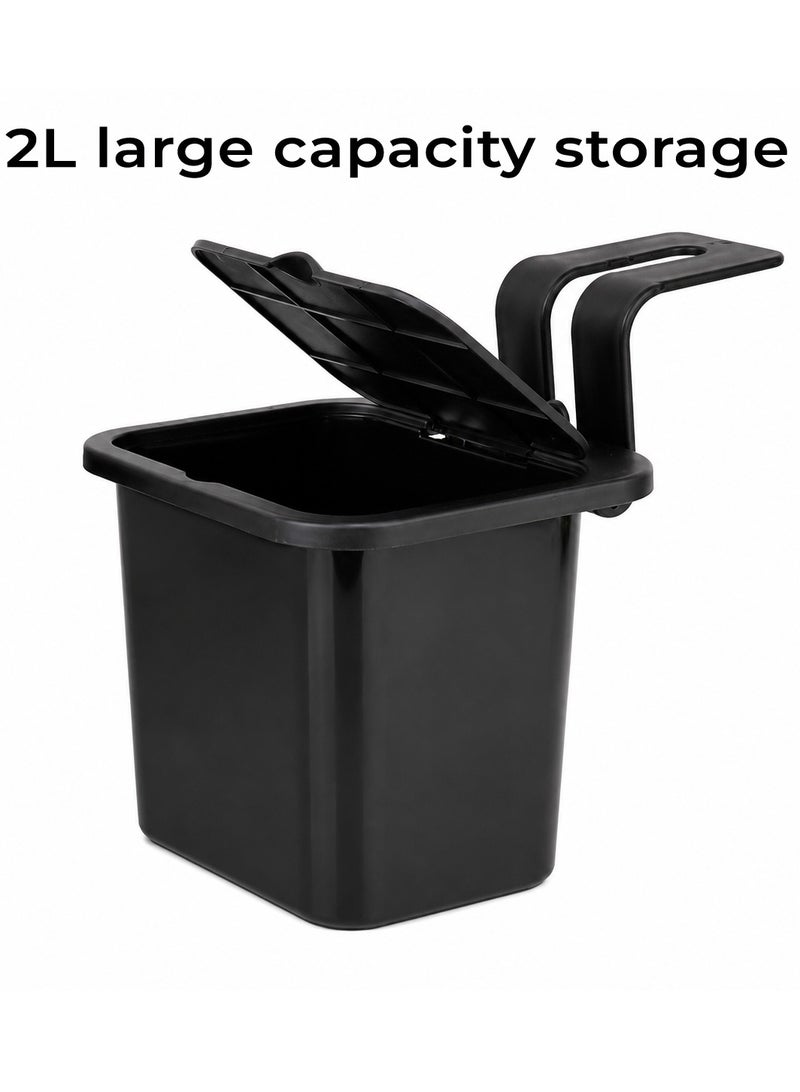 MOB 2L Car Trash Can with Lid – Leakproof Hanging Car Garbage Bin, Back Seat Headrest Organizer, Multifunction Storage Bucket for Tissue, Bottles, Mobile Phones, Cards & Accessories, Easy Clean Interior Waste Container Black ERPC17406 - Image 2