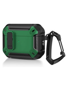 Mmmon AirPods Pro 2 Generation Case Cover 2022 with Lock Lid and Keychain Hook,Double Layer Dustproof Shock Resistant Rugged Case(Green)  - Image 1