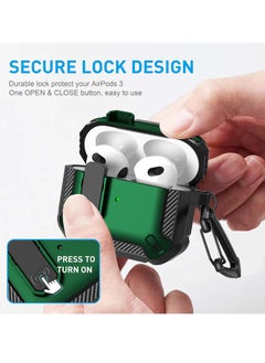 Mmmon AirPods Pro 2 Generation Case Cover 2022 with Lock Lid and Keychain Hook,Double Layer Dustproof Shock Resistant Rugged Case(Green)  - Image 2