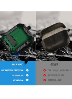 Mmmon AirPods Pro 2 Generation Case Cover 2022 with Lock Lid and Keychain Hook,Double Layer Dustproof Shock Resistant Rugged Case(Green)  - Image 3