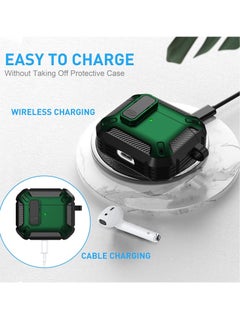 Mmmon AirPods Pro 2 Generation Case Cover 2022 with Lock Lid and Keychain Hook,Double Layer Dustproof Shock Resistant Rugged Case(Green)  - Image 4