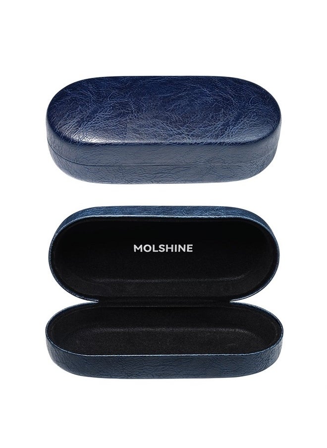 molshine Hard Shell Sunglasses Case, Classic Large Glasses Case for Women Men, Sunglass Eyeglasses (Dark Blue)  - Image 1