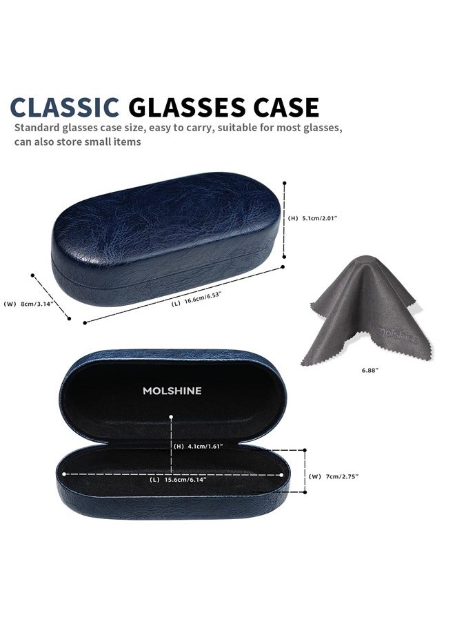 molshine Hard Shell Sunglasses Case, Classic Large Glasses Case for Women Men, Sunglass Eyeglasses (Dark Blue)  - Image 2