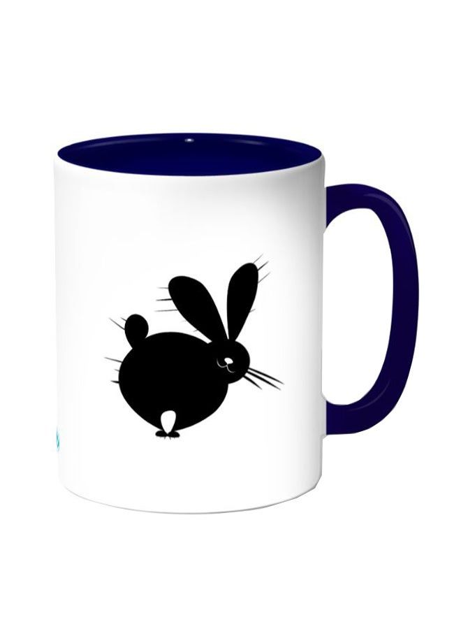 RKN Scary Rabbit Printed Coffee Mug White Dark Blue 11 ounce - Image 1
