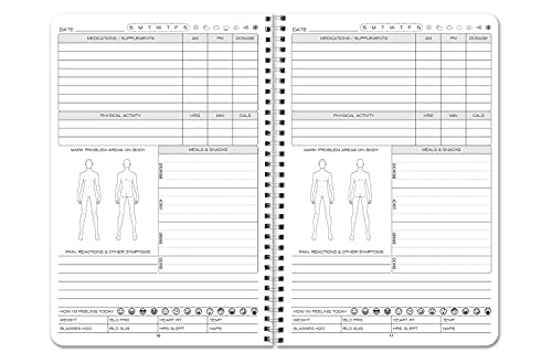 BookFactory Personal My Medical Journal History Logbook Daily Medications Log Book Medicine Treatment Doctor Visit Tracking Records Wire-O, 100 Pages 6'' x 9'' (Made in USA) - Image 2