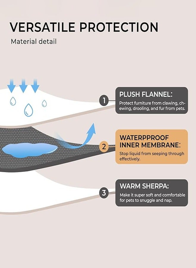 Waterproof Pet Blanket, Liquid Pee Proof Dog Blanket for Sofa Bed Couch, Reversible Sherpa Fleece Furniture Protector Cover for Small Medium Large Dogs Cats, Dark Gray - Image 3