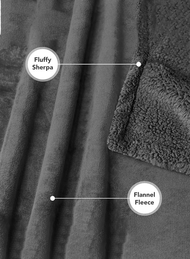 Waterproof Pet Blanket, Liquid Pee Proof Dog Blanket for Sofa Bed Couch, Reversible Sherpa Fleece Furniture Protector Cover for Small Medium Large Dogs Cats, Dark Gray - Image 5