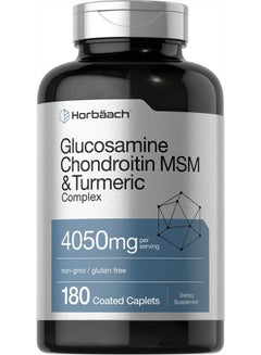 Glucosamine Chondroitin with Turmeric & MSM | 4050 mg | 180 Caplets | Triple Strength Formula | Non-GMO, Gluten Free | by Horbaach