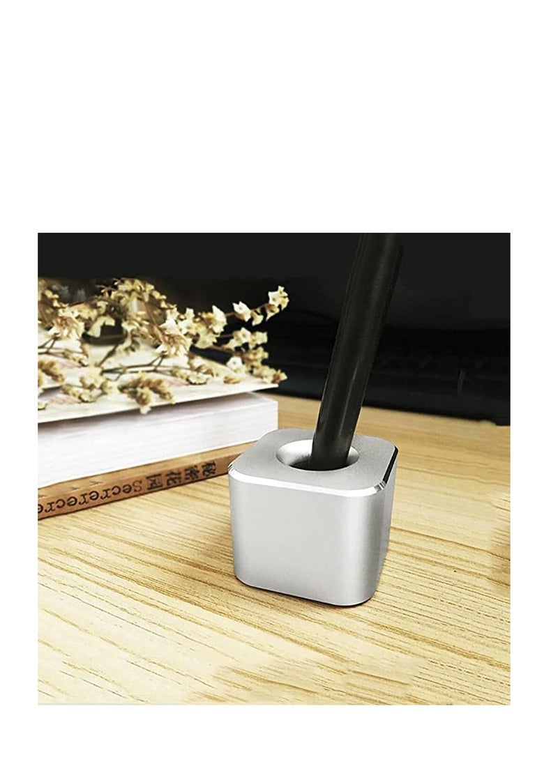 SYOSI Aluminum Pen Stand 1PCS Mini Silver Pen Stand Holder Base for Pen Toothbrush Brush Perfect for Students and Office 3.9L  3.9W  3H cm  - Image 4