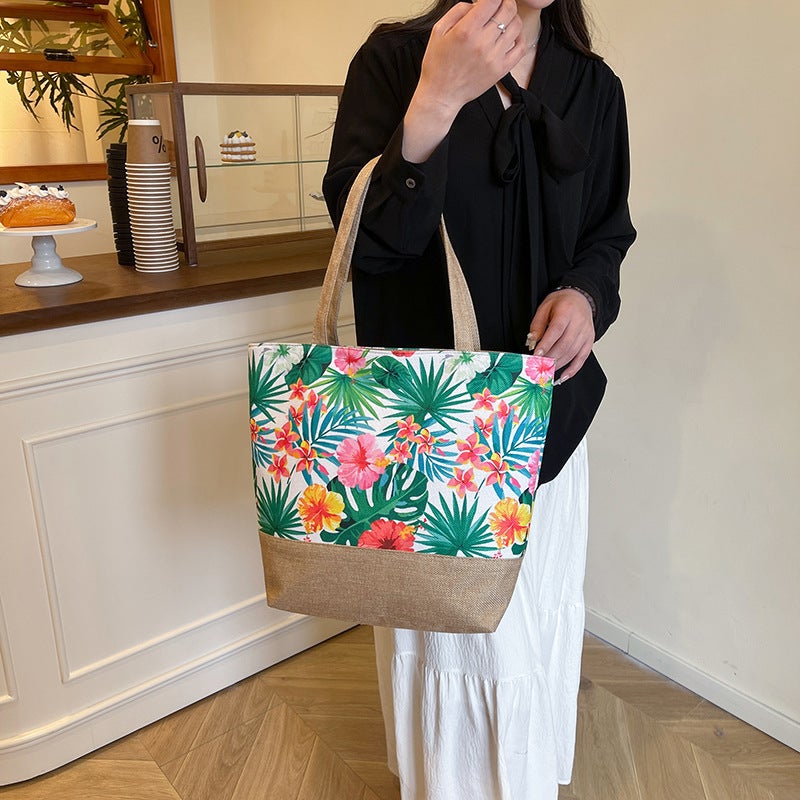 New Fashion Canvas Bag Southeast Asian Literary Ladies Shoulder Bag Simple Tote Bag Large Capacity Shoulder Handbag - Image 4