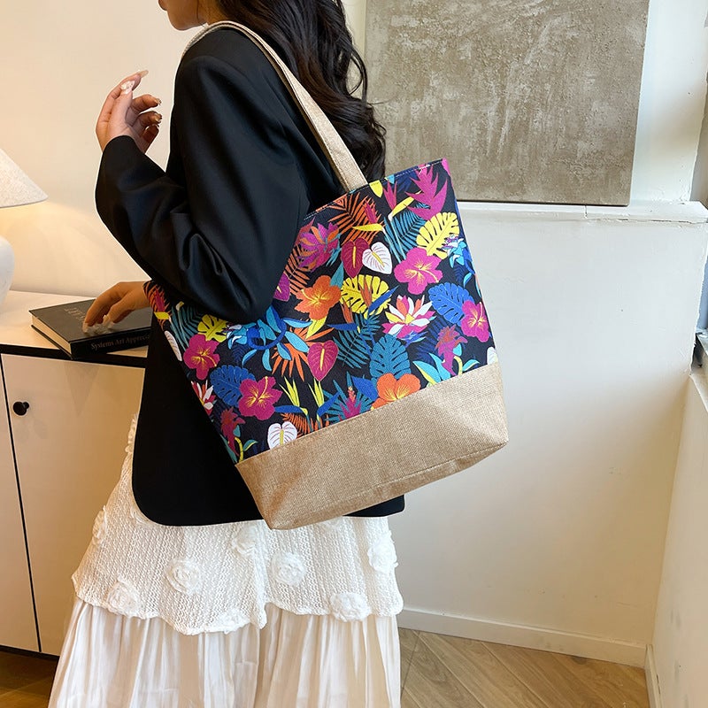 New Fashion Canvas Bag Southeast Asian Literary Ladies Shoulder Bag Simple Tote Bag Large Capacity Shoulder Handbag - Image 3