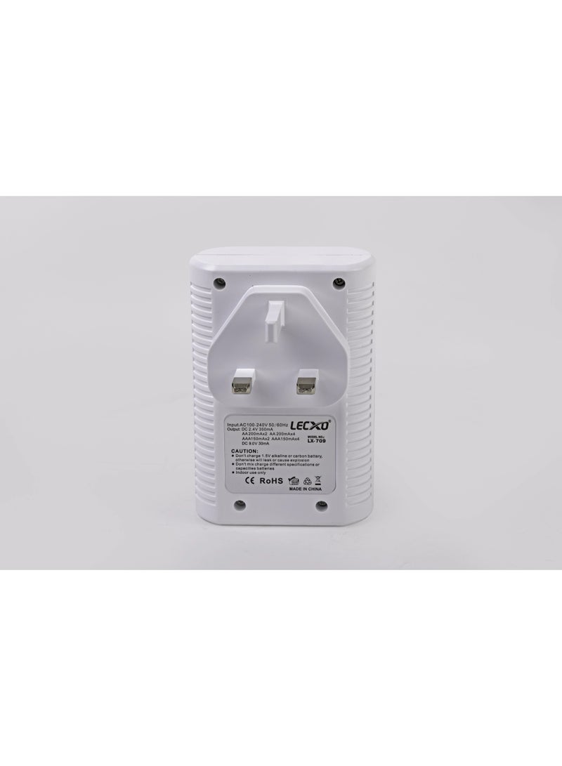 LECXO LX-709 Quick Charger | Fast Battery Charger for AA, AAA & 9V Ni-MH/Ni-Cd Rechargeable Batteries | Dual LED Indicators, Safe & Portable - Image 3