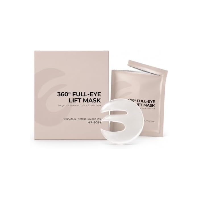 4 Pairs Intensive 360° Full Eye Lift Mask Non-Slip Hydrogel with Collagen&Vit C Eye Patches for Dark Circles, Puffiness&Wrinkles for Sensitive Skin