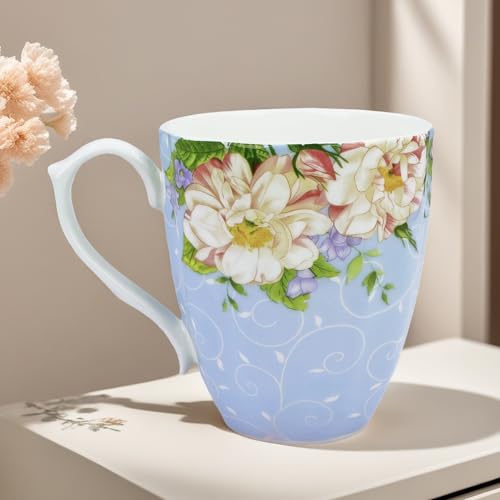 YUESITE 14oz Bone China Coffee Mugs for Women Floral Coffee Mug Tea Cups Novetly Coffee Cups Gift for Women Mom Friends - Image 4