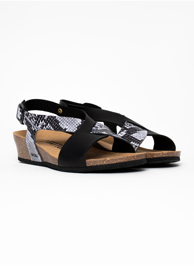 BAYTON - Salamanque Black Wedge Sandals - Image 1