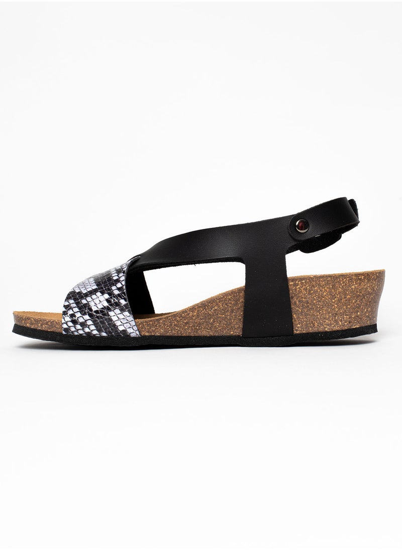 BAYTON - Salamanque Black Wedge Sandals - Image 1