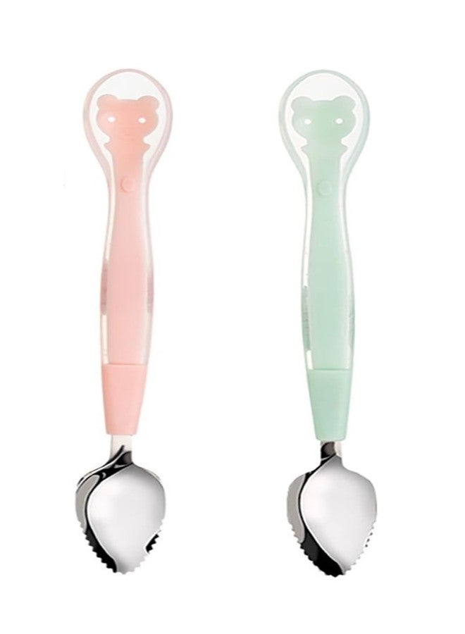 Wavva® Silicone Baby Fruit Spoon Scraper for Baby Feeding 2 in 1 Multifunction Serrated Grapefruit Fruit Spoon for Kids/Toldder. - Image 1