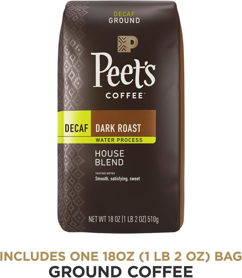Peet's Coffee قهوة بيتس بدون كافيين محمصة داكنة - مزيج المنزل، 18 أونصة - Image 2