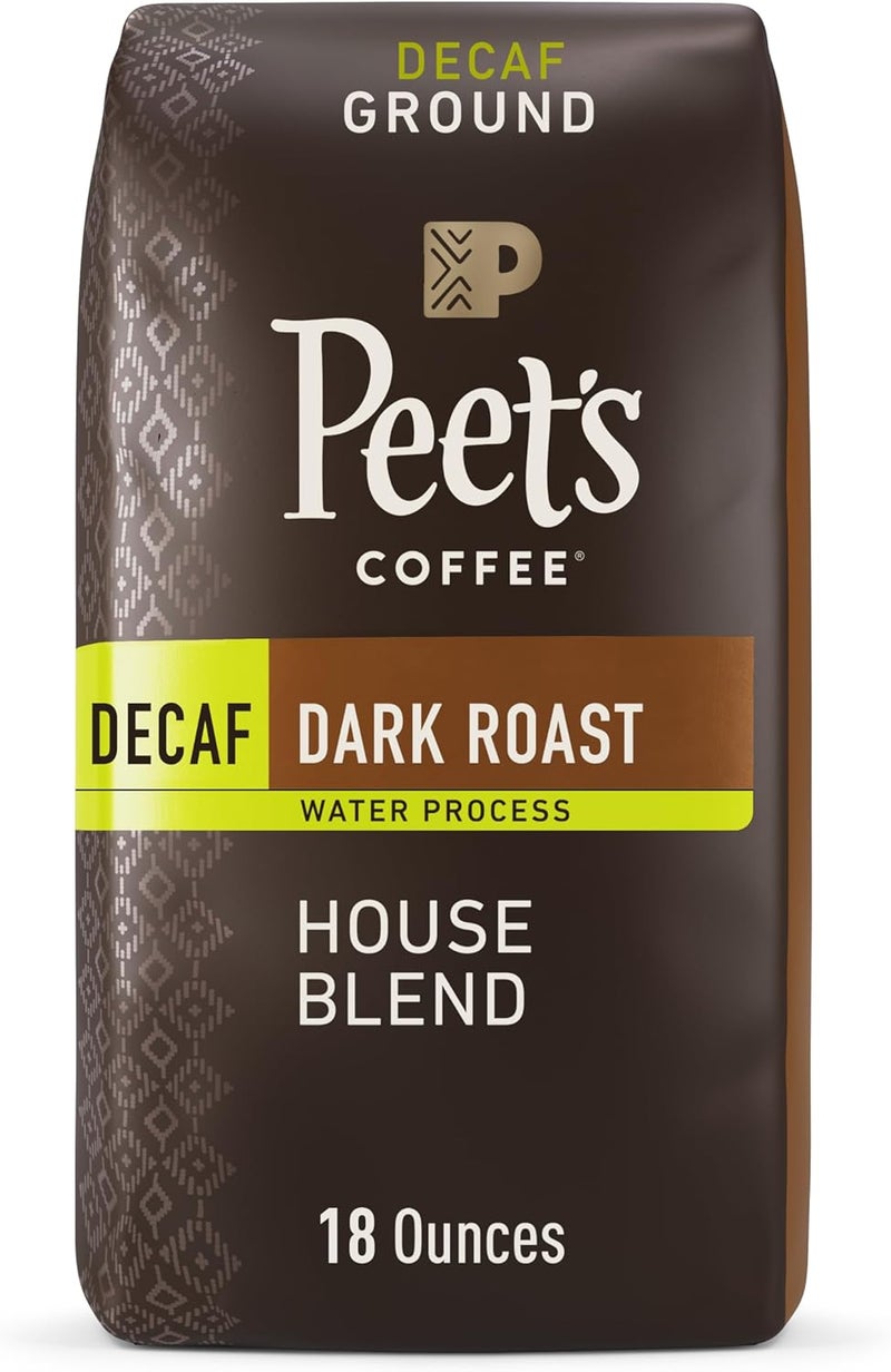 Peet's Coffee قهوة بيتس بدون كافيين محمصة داكنة - مزيج المنزل، 18 أونصة - Image 1