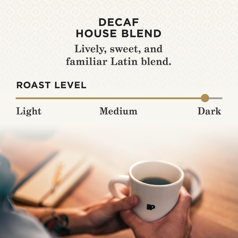 Peet's Coffee قهوة بيتس بدون كافيين محمصة داكنة - مزيج المنزل، 18 أونصة - Image 3
