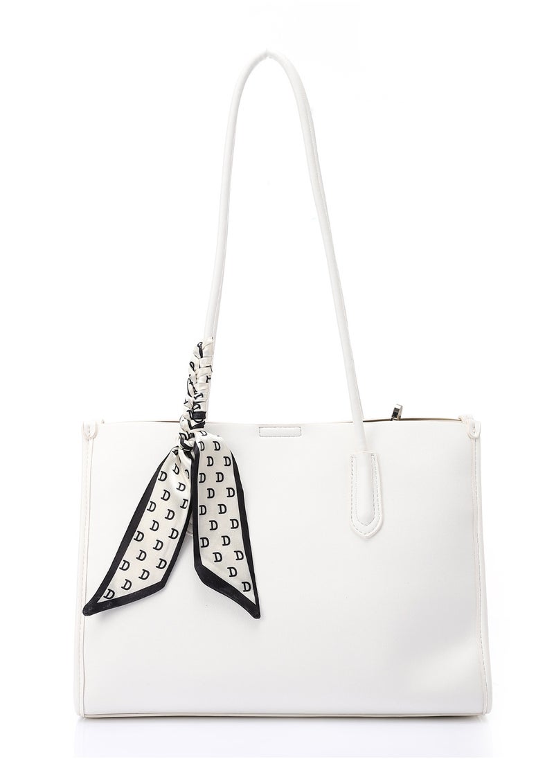 Mr.joe - Mr Joe White Shoulder Bag with Scarf Detail-4125 - Image 1