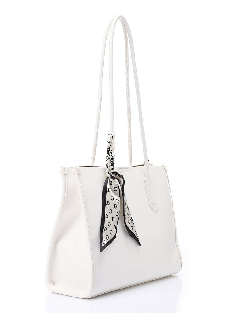 Mr.joe - Mr Joe White Shoulder Bag with Scarf Detail-4125 - Image 1