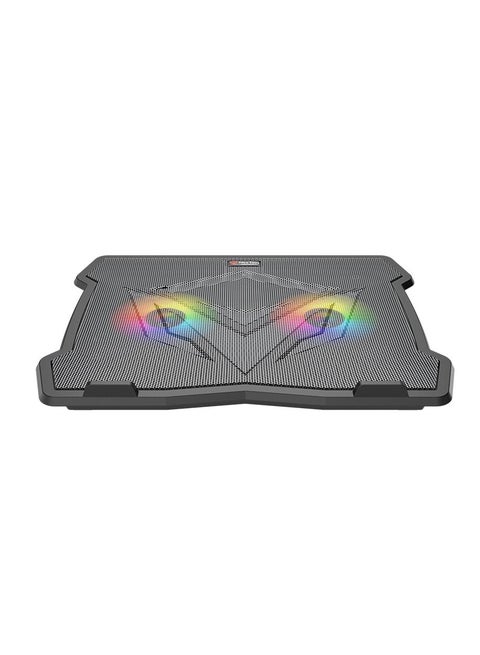 Laptop Gaming Cooling Pad 9-14Inch 2 Fan Dual USB LED Illuminated Lightweight Quick Cooling Aluminum Alloy Grid with Foldable Stand