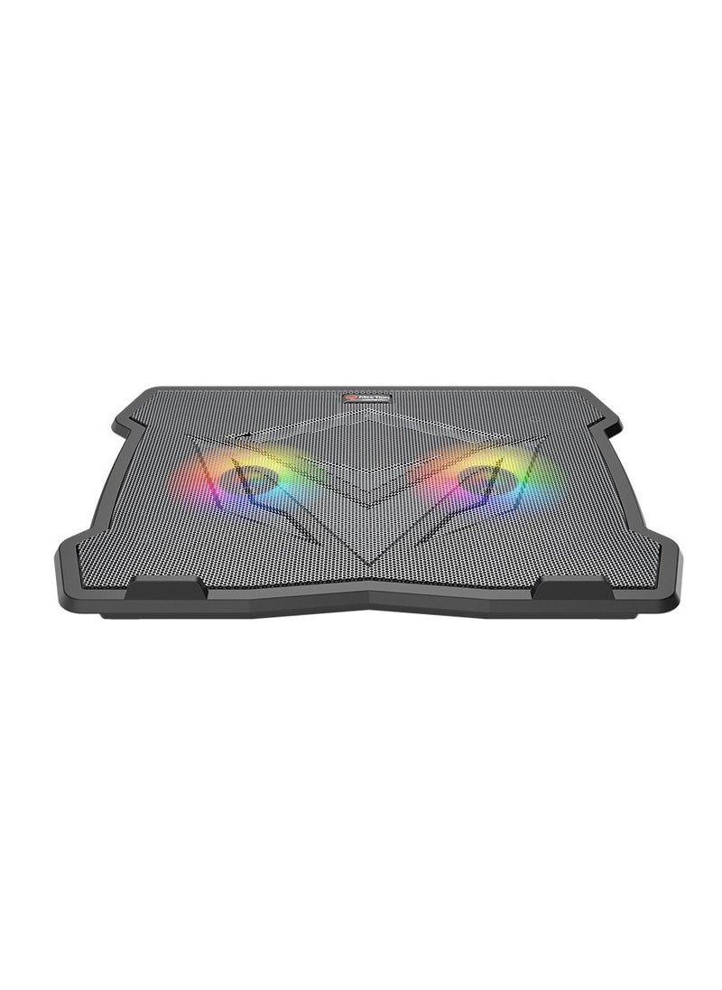 Meetion Laptop Gaming Cooling Pad 9-14Inch 2 Fan Dual USB LED Illuminated Lightweight Quick Cooling Aluminum Alloy Grid with Foldable Stand  - Image 1