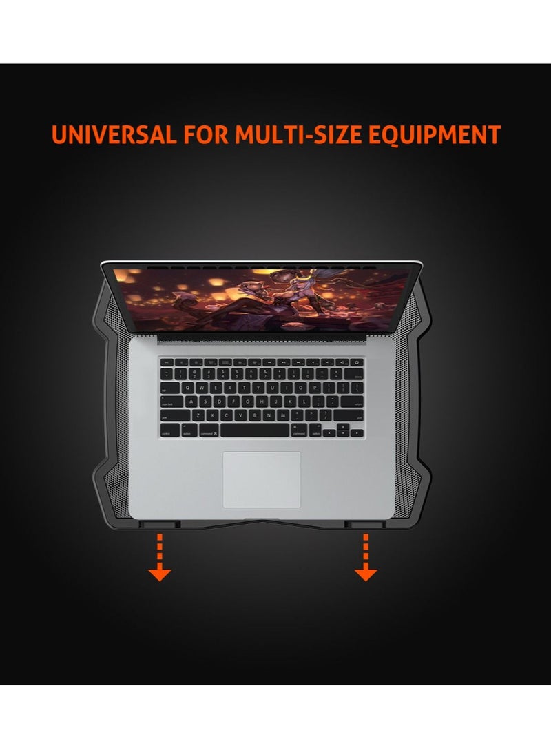 Laptop Gaming Cooling Pad 9-14Inch 2 Fan Dual USB LED Illuminated Lightweight Quick Cooling Aluminum Alloy Grid with Foldable Stand