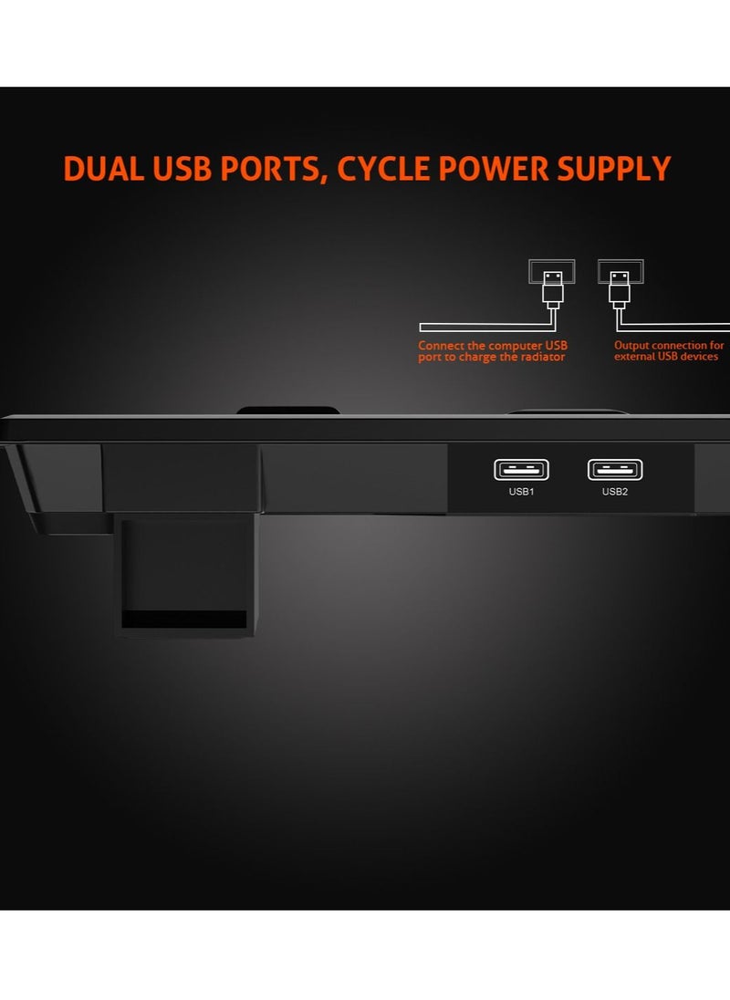Meetion Laptop Gaming Cooling Pad 9-14Inch 2 Fan Dual USB LED Illuminated Lightweight Quick Cooling Aluminum Alloy Grid with Foldable Stand  - Image 4