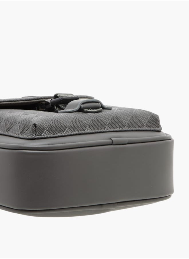 DUCHINI Mens Textured Crossbody Bag With Detachable Strap And Zip Closure  - Image 5