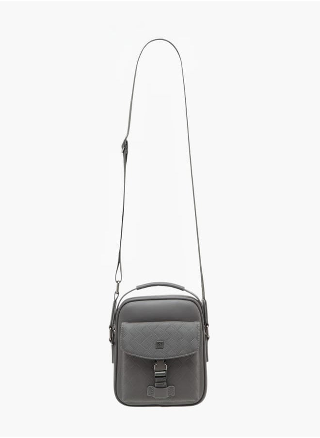 DUCHINI Mens Textured Crossbody Bag With Detachable Strap And Zip Closure  - Image 2