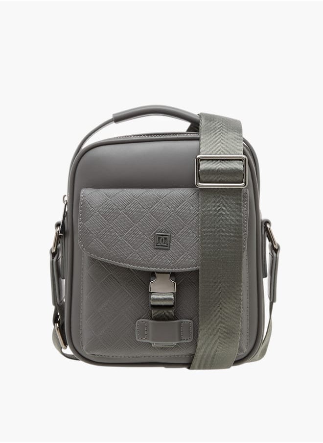 DUCHINI Mens Textured Crossbody Bag With Detachable Strap And Zip Closure  - Image 1