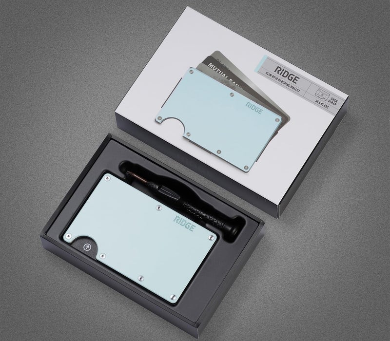 The Ridge Wallet For Women, Slim Wallet For Women - Thin as a Rail, Minimalist Aesthetics, Holds up to 12 Cards, RFID Safe, Blocks Chip Readers, Aluminum Wallet With Cash Strap (Sea Glass) - Image 4