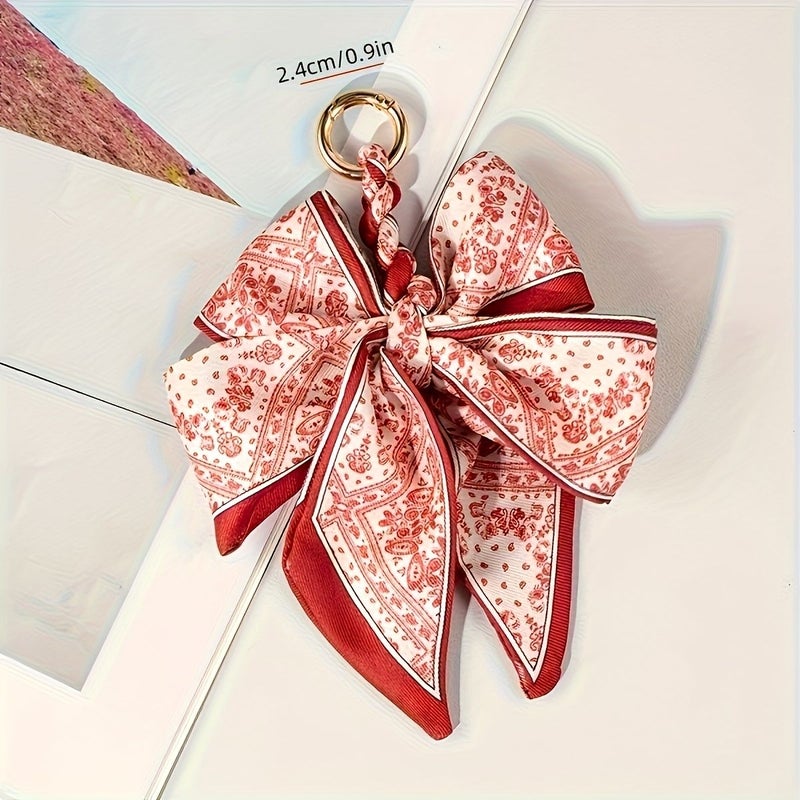 2pc Stripes Handmade Bow Bag Charms Versatile Keychain Pendants DIY Wallet Accessories - Image 4