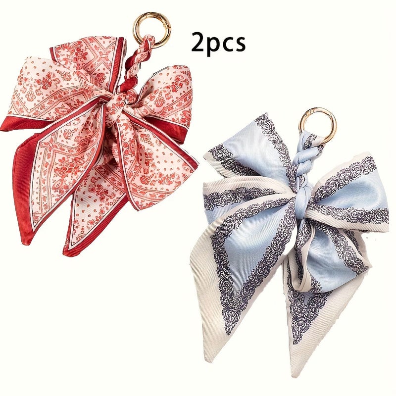 2pc Stripes Handmade Bow Bag Charms Versatile Keychain Pendants DIY Wallet Accessories - Image 5