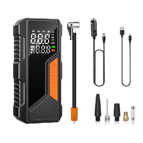 Auto Hub Cordless Tyre Inflator for Car & Bike - 6000 mAh Battery - 2X Faster Inflation- Power Bank - Digital Display - Dual Mode (Battery & 12V Car Port), 150PSI Air Pump, Tyre Inflator - Orange - Image 1