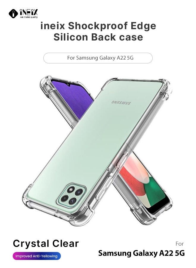INEIX Shockproof Ultra Clear Silicone Case Cover For Samsung Galaxy A22 5G - Clear - Image 1