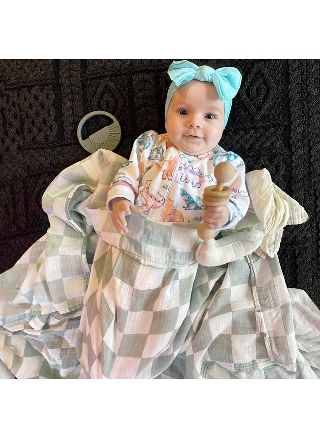 LifeTree Muslin Swaddle Blankets Neutral, Farm Animals Baby Swaddling Wrap Nursery Receiving Blanket For Boys & Girls, Soft 70% Viscose From Bamboo And 30% Cotton, Large 47 X 47 Inches  - Image 3