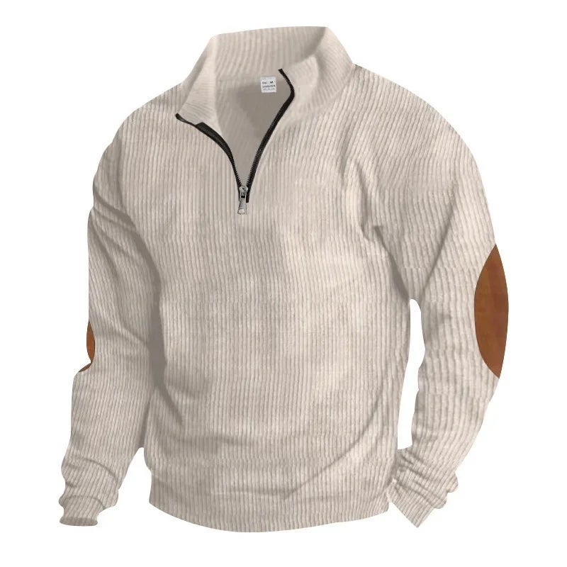2025 Export Autumn and Winter Cross-Border Pure Color Men''s Sweatshirt Autumn and Winter Half-Zip Corduroy Casual Stand-Up Collar Long Sleeves - Image 5