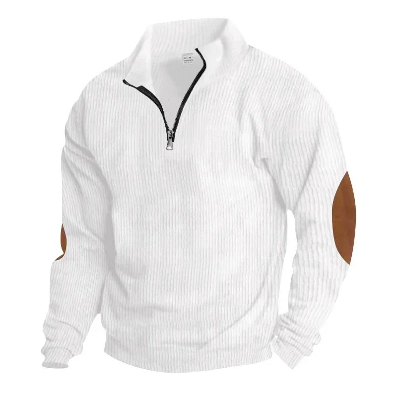 2025 Export Autumn and Winter Cross-Border Pure Color Men''s Sweatshirt Autumn and Winter Half-Zip Corduroy Casual Stand-Up Collar Long Sleeves - Image 3