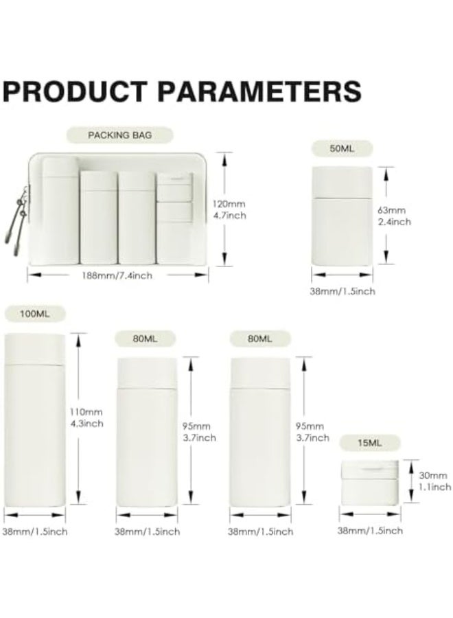 Travel Dispenser Bottles for Toiletries, 5 Pack Travel Size Containers, Leak Proof Refillable Travel Accessories for Shampoo Conditioner, Portable Travel Bottles with Clear Toiletry Bag - Image 4