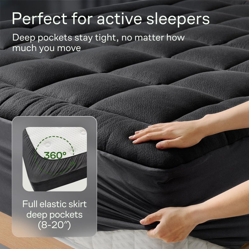 Niagara Sleep Solution Ultra Soft Twin XL Size Mattress Topper - Viscose Made from Bamboo Pillow Top Mattress Pad for Back Pain Relief - Naturally Cooling for Hot Sleepers, Black - Image 5