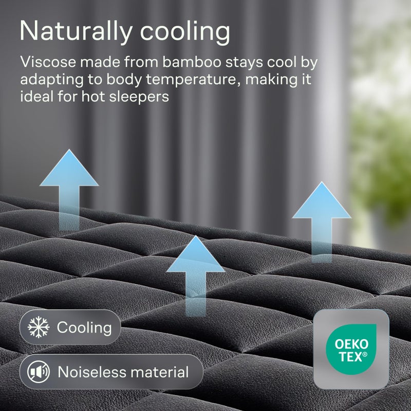 Niagara Sleep Solution Ultra Soft Twin XL Size Mattress Topper - Viscose Made from Bamboo Pillow Top Mattress Pad for Back Pain Relief - Naturally Cooling for Hot Sleepers, Black - Image 3