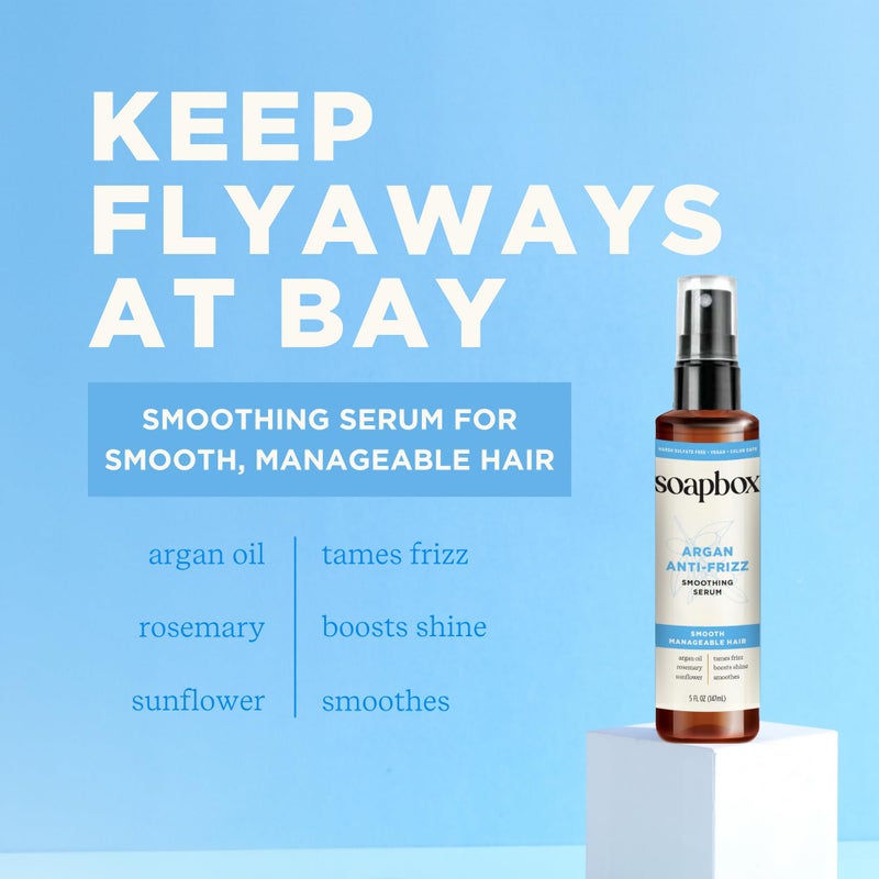 Soapbox Argan Oil Smoothing Serum, Anti-Frizz Serum For All Hair Types with Shea Butter & Vitamin E Repairs Damage & Controls Flyaways - Vegan, Cruelty and Gluten Free (5 Fl oz) - Image 4