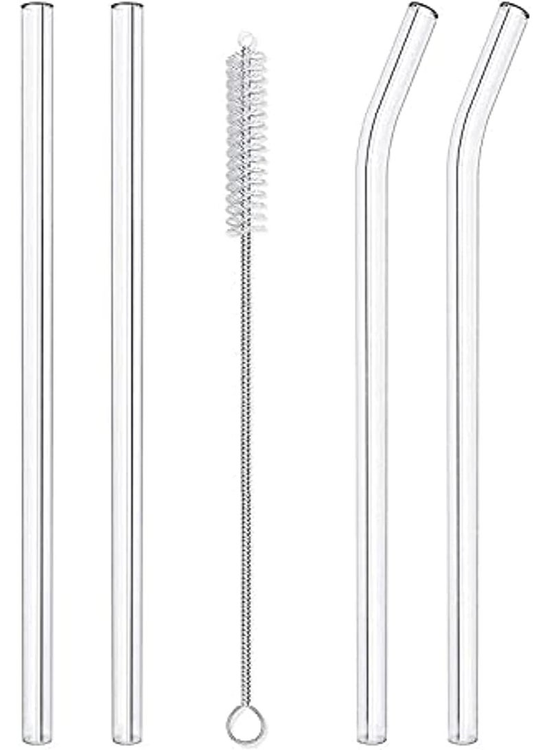 Shimomura Kougyou Reusable Transparent Glass Drinking Straws – BPA Free, 200mm x 8mm, 4 pcs - Image 1