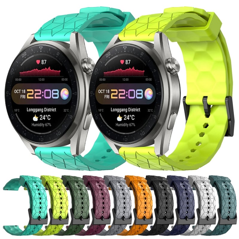 erorex For Huawei Watch 3 Pro New 22Mm Football Pattern Solid Color Silicone Watch Band(White) - Image 3