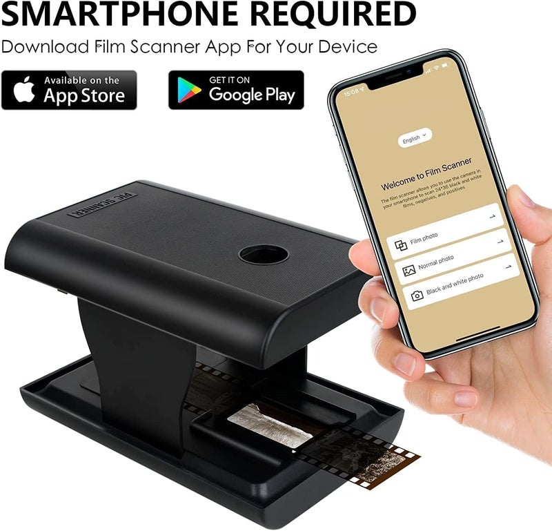 ETZIN ماسح الأفلام المحمول للشرائح القديمة إلى JPG، ماسح الأفلام والشرائح 35 مم مع إضاءة خلفية LED، يدعم التحرير والمشاركة، هدايا للعائلة والأصدقاء - Image 3