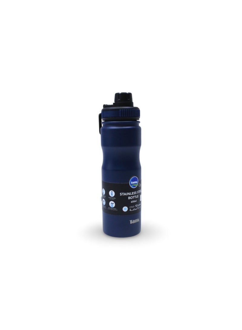 Tank Stainless Steel Insulated Bottle 650ml – Navy Blue - Image 1